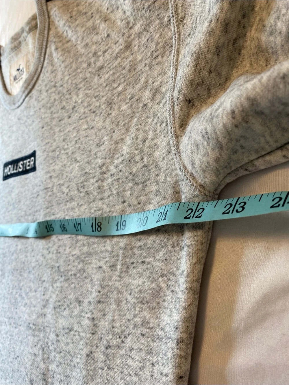 Hollister Gray Crewneck Sweatshirt with Black Logo & Stripe Detail. Small